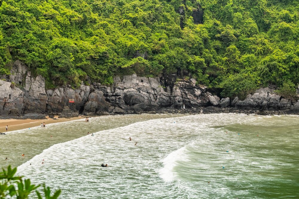 Cat Ba Island coastline and jungle hills