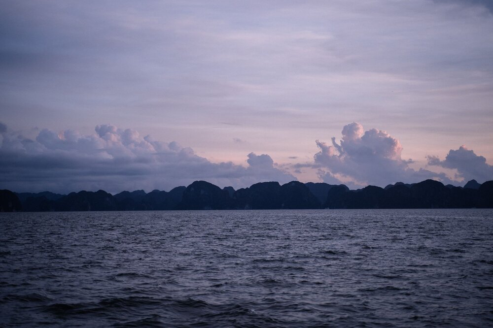 Ha Long Bay limestone karsts at sunrise