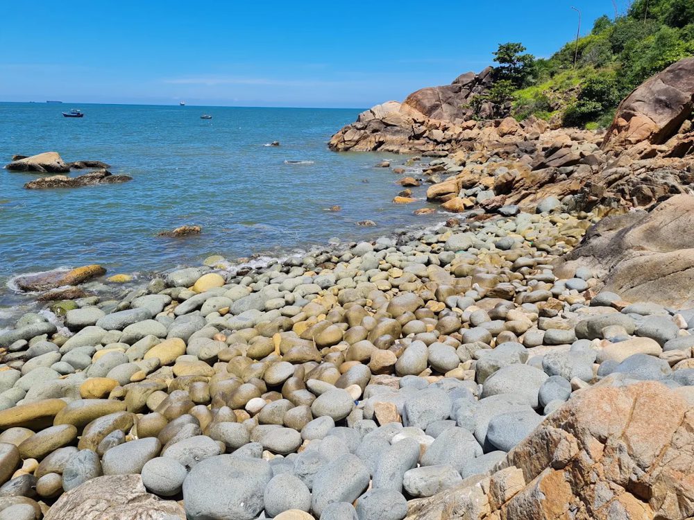Queen's Beach at Ghenh Rang in Quy Nhon, a cove covered in smooth round stones