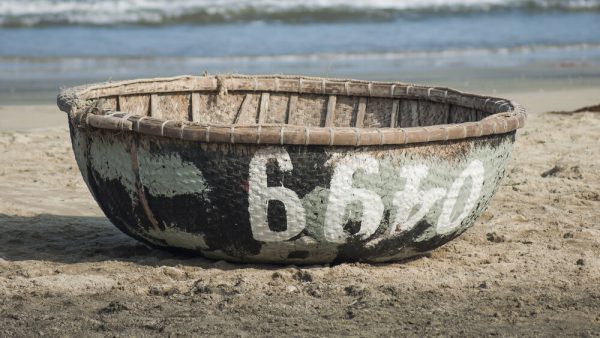 Basket boat (coracle) ride through coconut palm waterways, Cam Thanh
