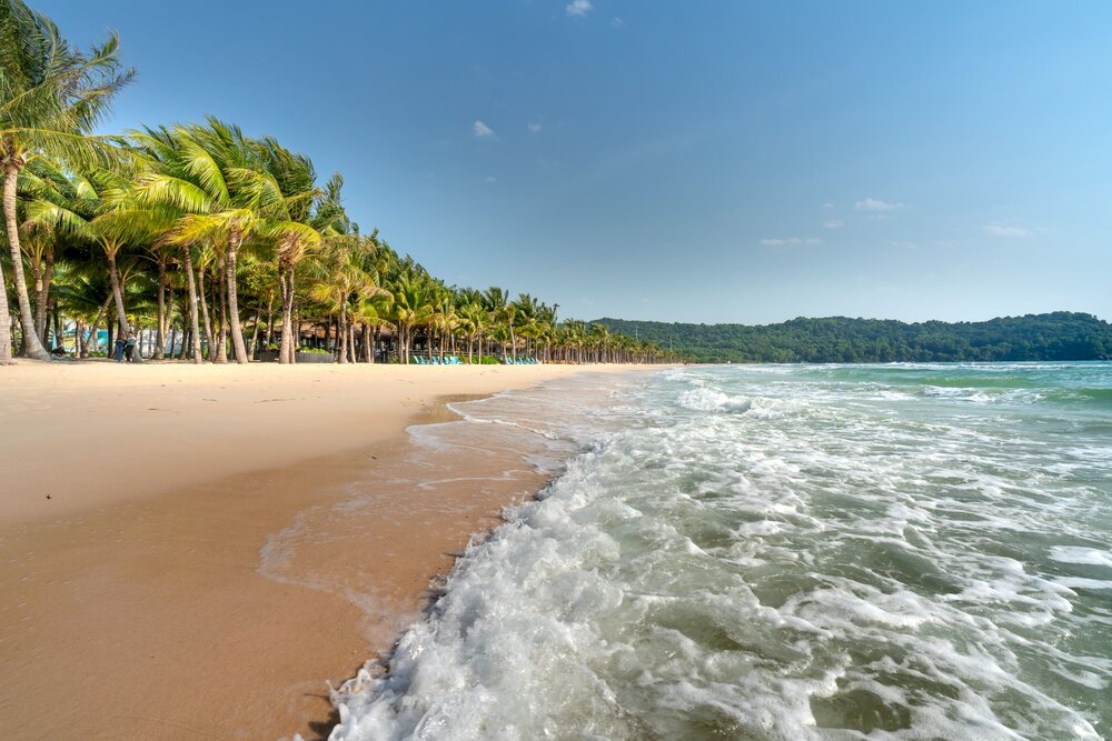 Sao Beach Phu Quoc white sand clear water island Vietnam