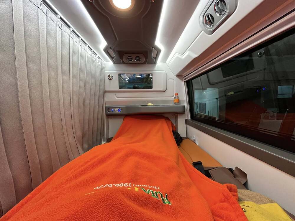 FUTA Ha Son sleeper bus interior on the Hanoi to Sapa route