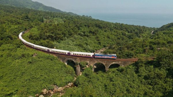 Heritage train between Da Nang and Hue crossing the Hai Van Pass coastal section